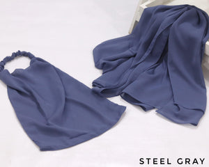 Luxury Niqab & Hijab Set - Steel Gray