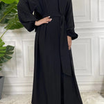Basic 3 Pcs Kimono Abaya - Black -