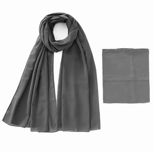 Matching Georgette Hijab + Bamboo Cap Set - Smoke Grey