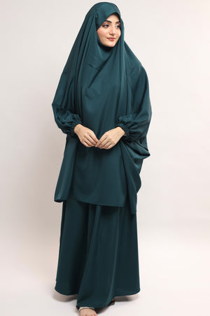 Three Pieces Jilbab Set - Timeless Teal