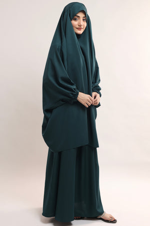 Three Pieces Jilbab Set - Timeless Teal