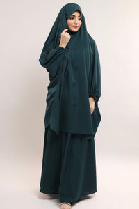 Three Pieces Jilbab Set - Timeless Teal