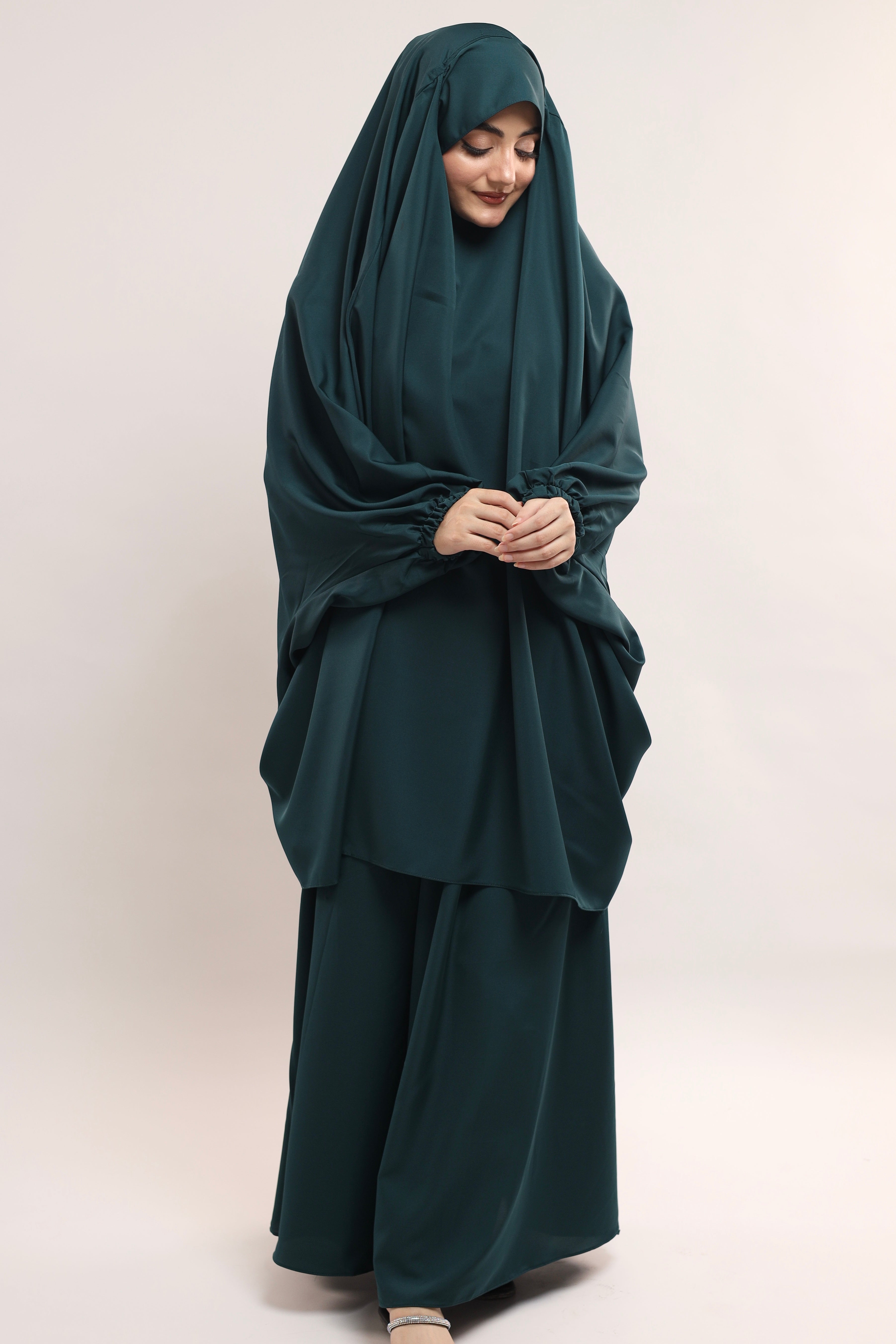 Three Pieces Jilbab Set - Timeless Teal