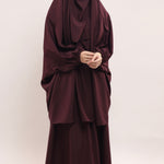 Three Pieces Jilbab Set - Burgundy