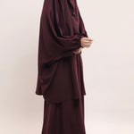 Three Pieces Jilbab Set - Burgundy