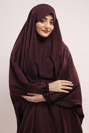 Three Pieces Jilbab Set - Burgundy