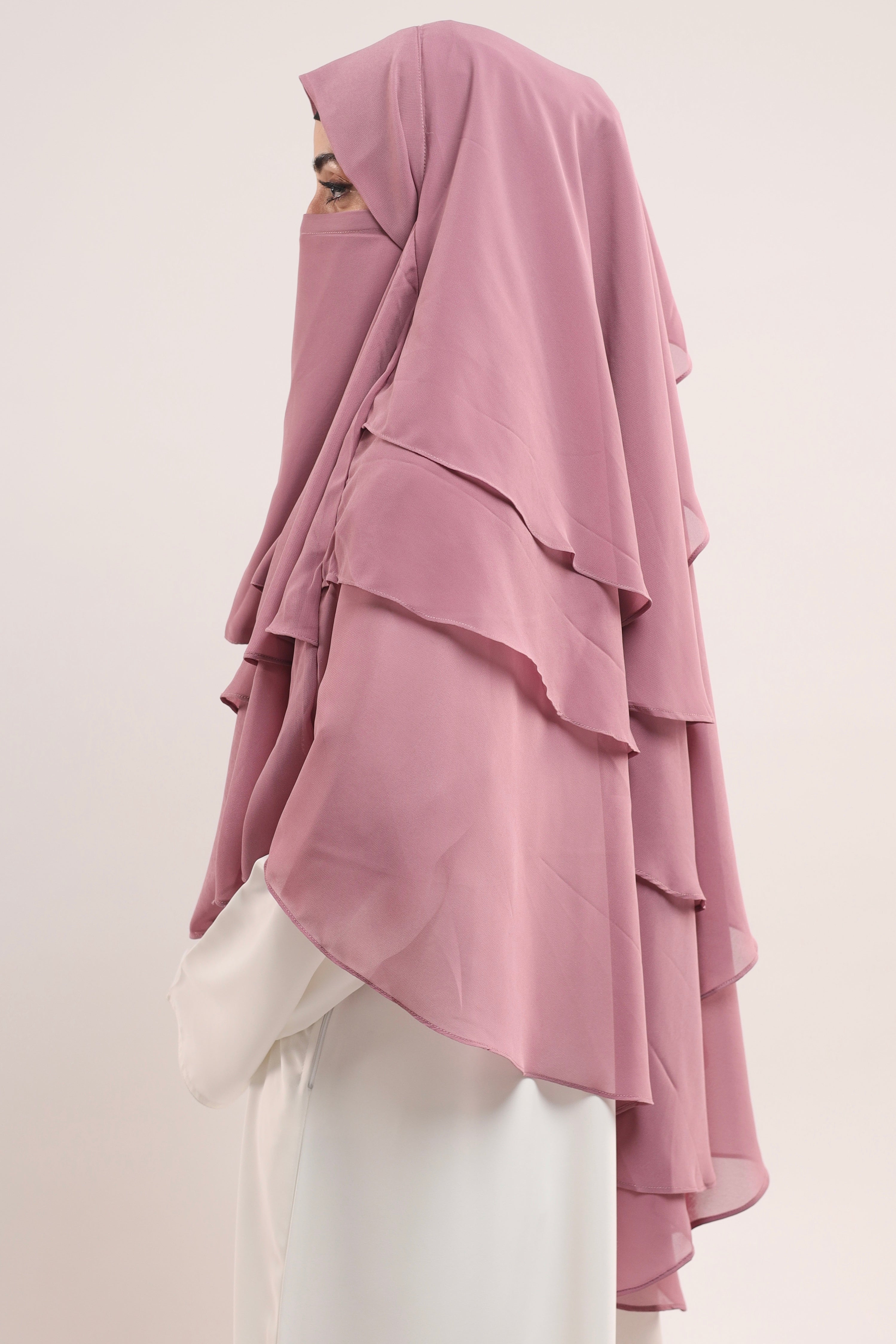 Chiffon Khimar - Dusty Pink