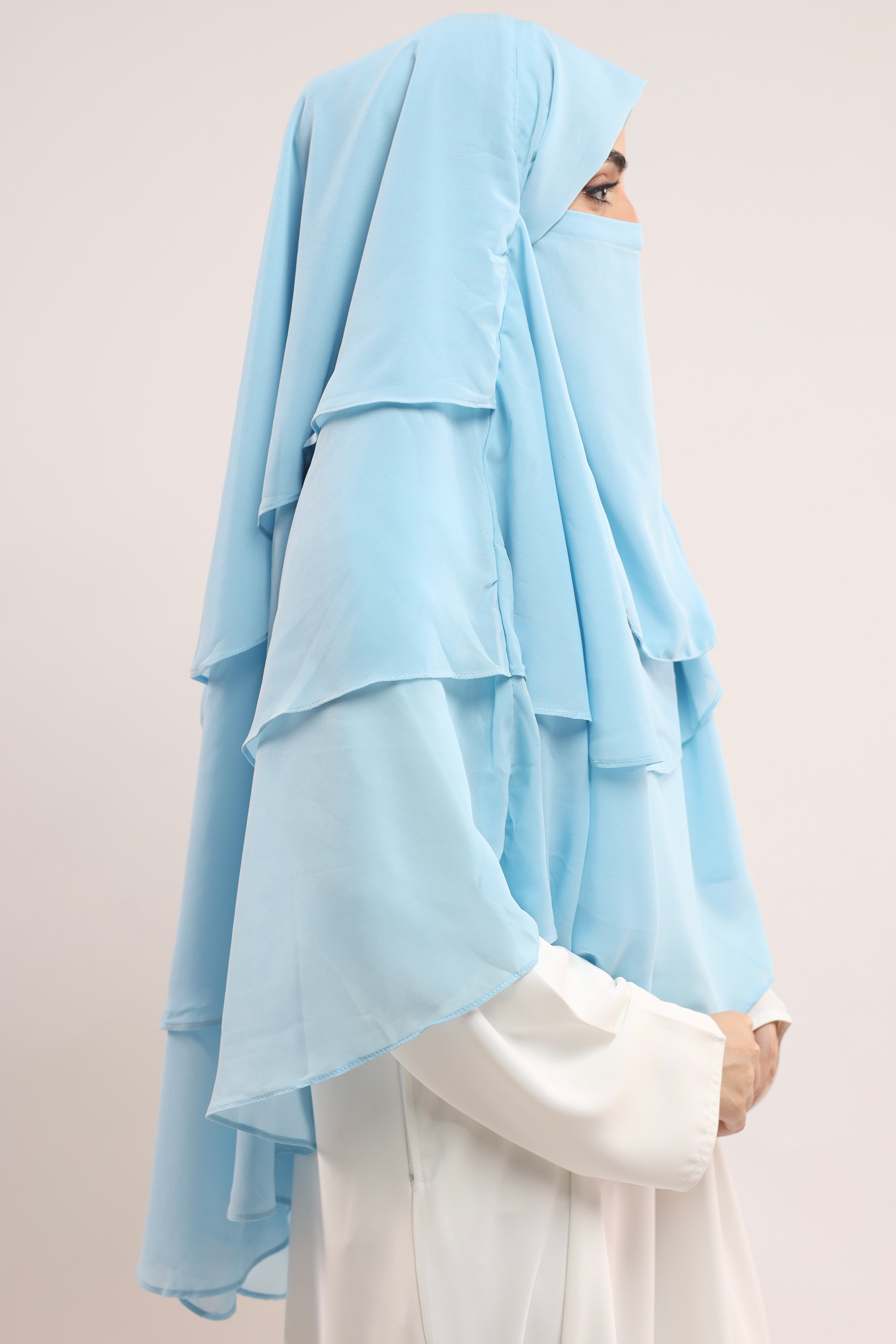 Chiffon Khimar - Pastel Blue