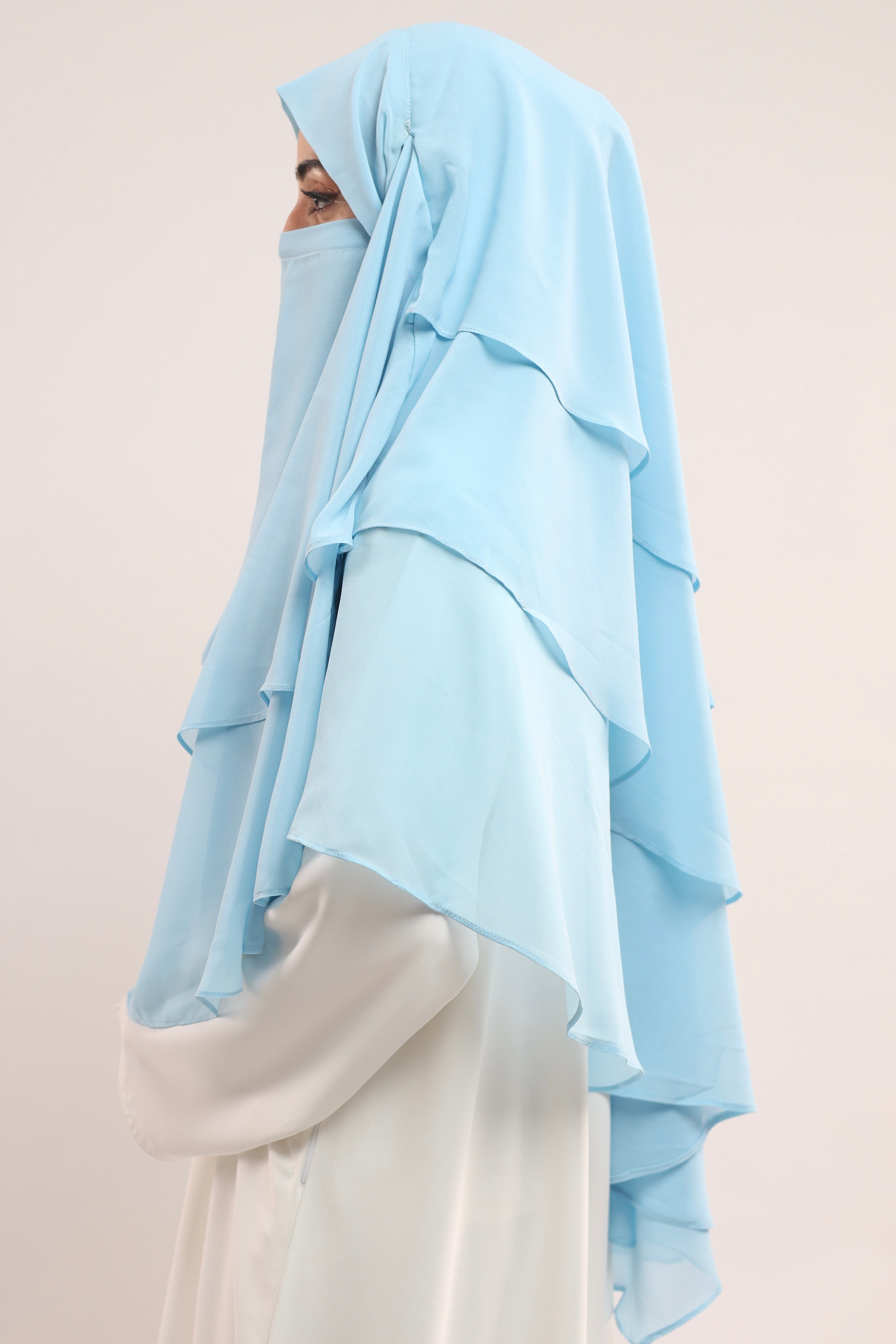 Chiffon Khimar - Pastel Blue