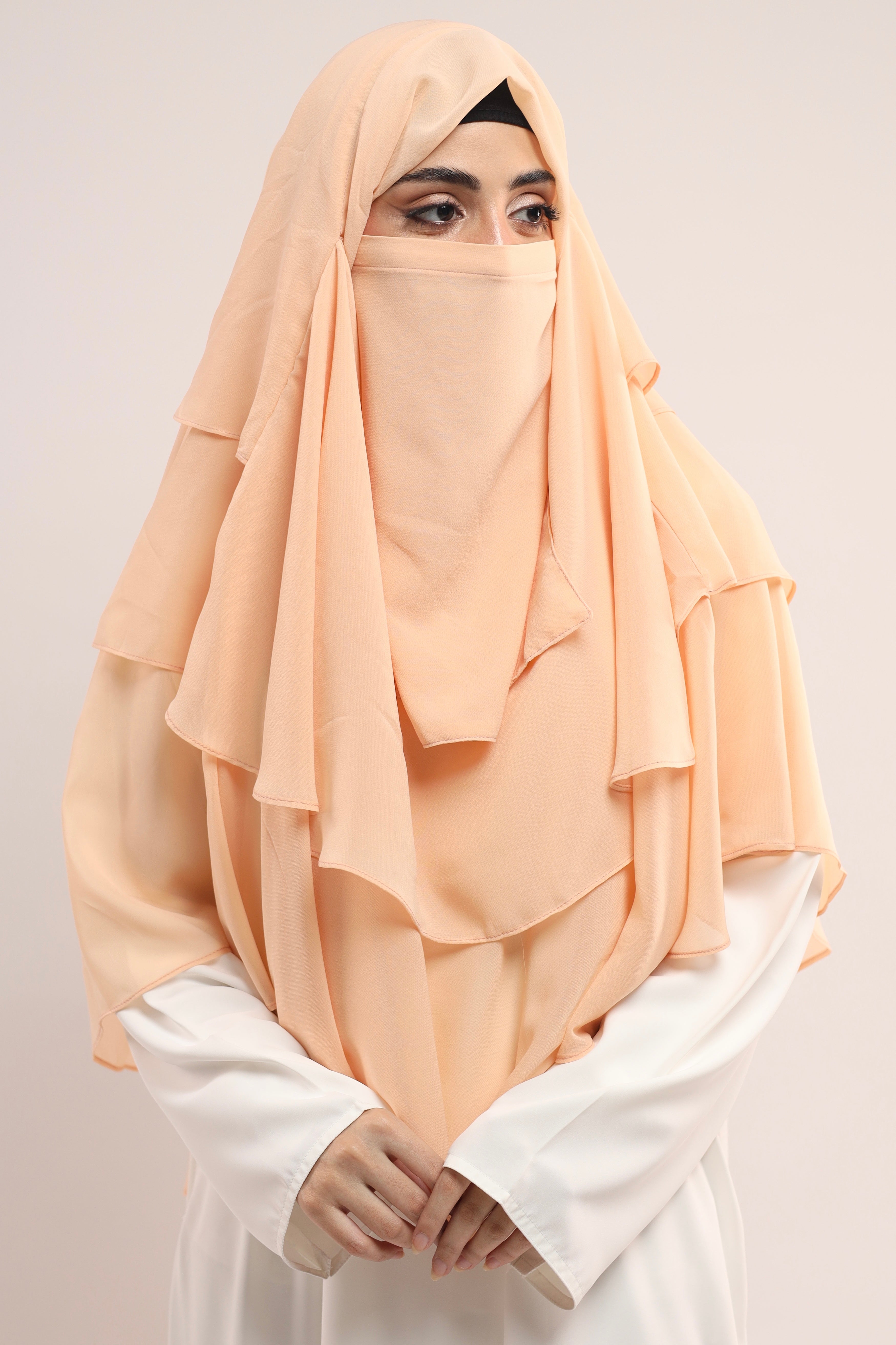 Chiffon Khimar - Creamy Peach