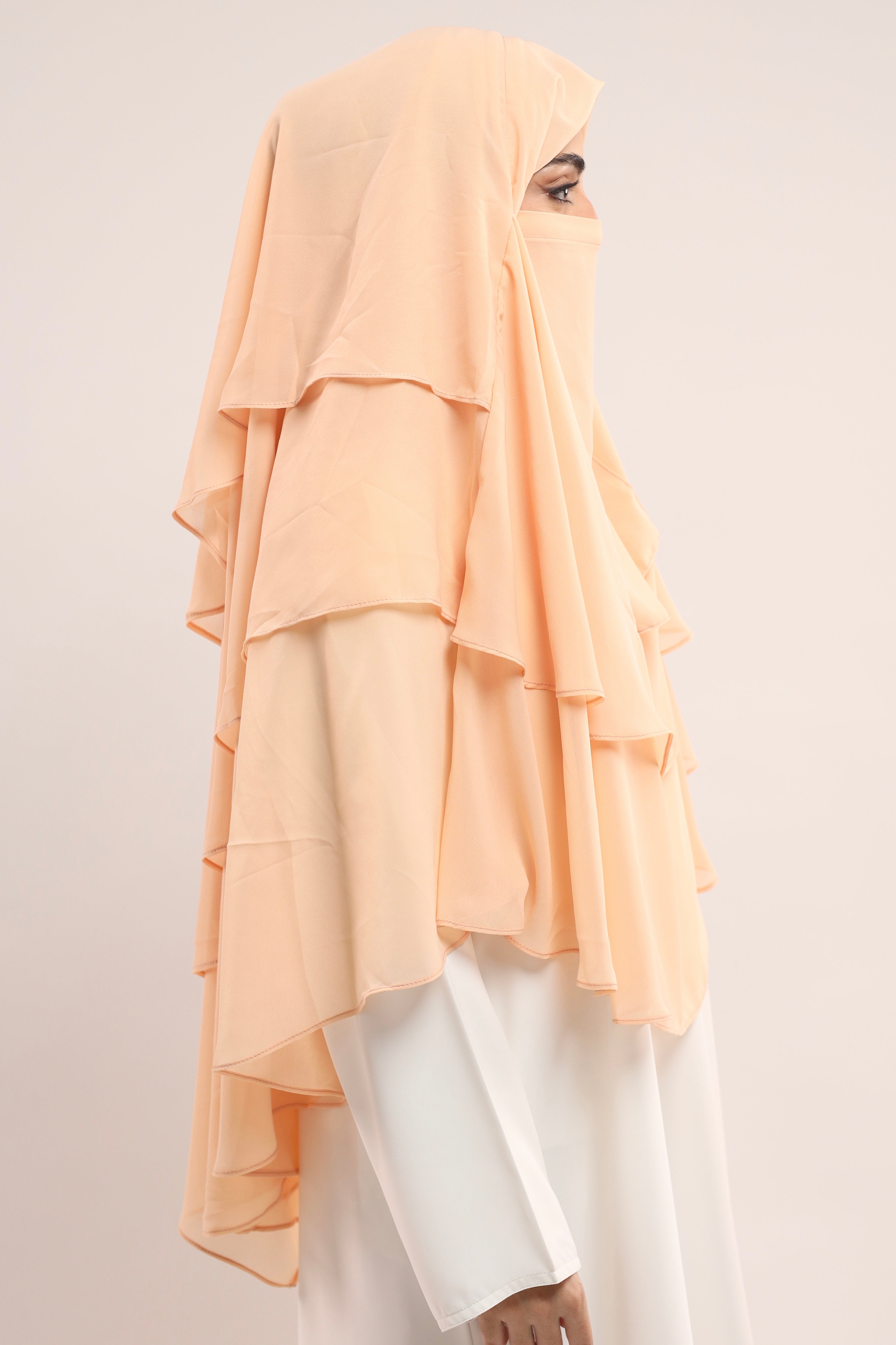 Chiffon Khimar - Creamy Peach