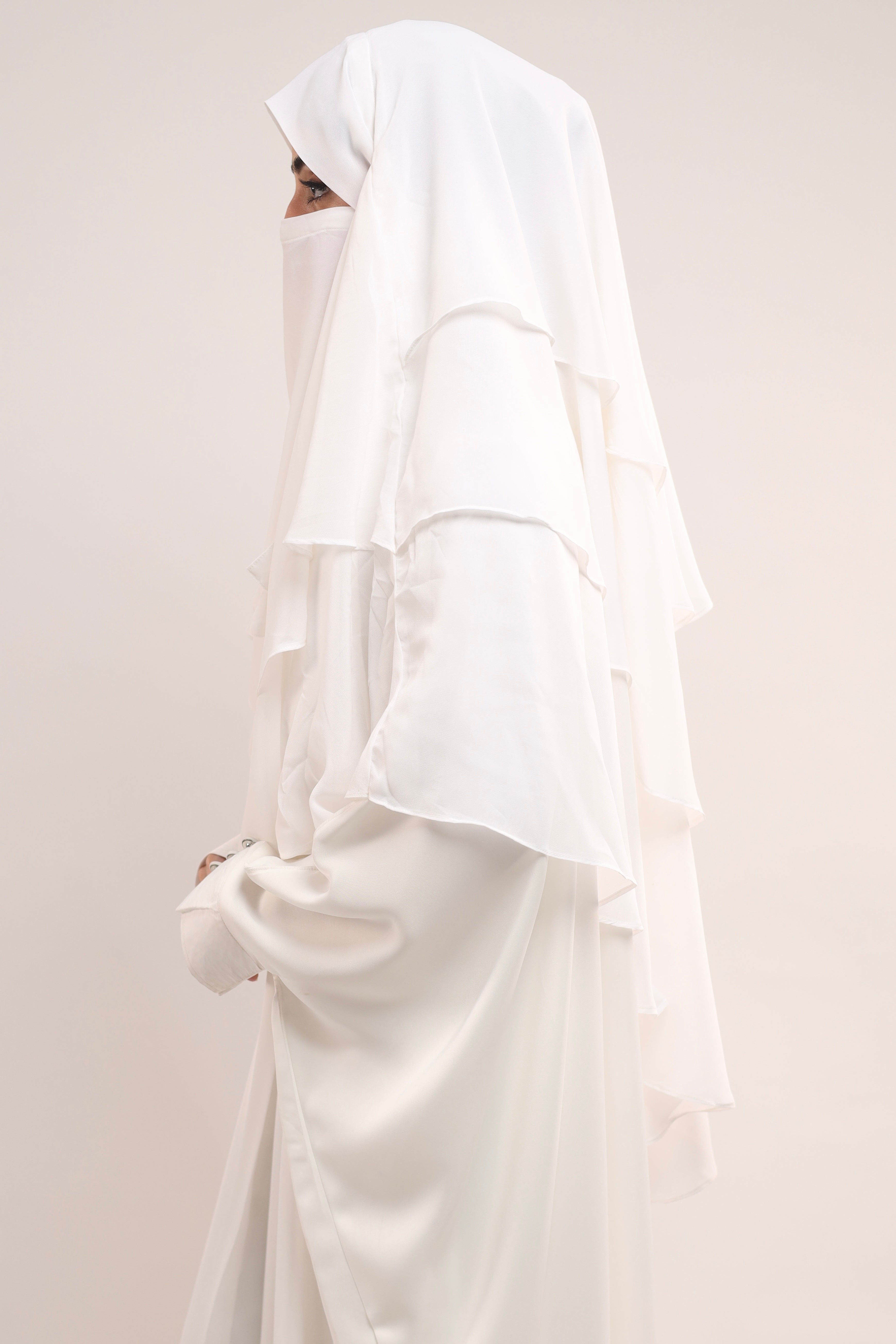 Chiffon Khimar - Pearl White