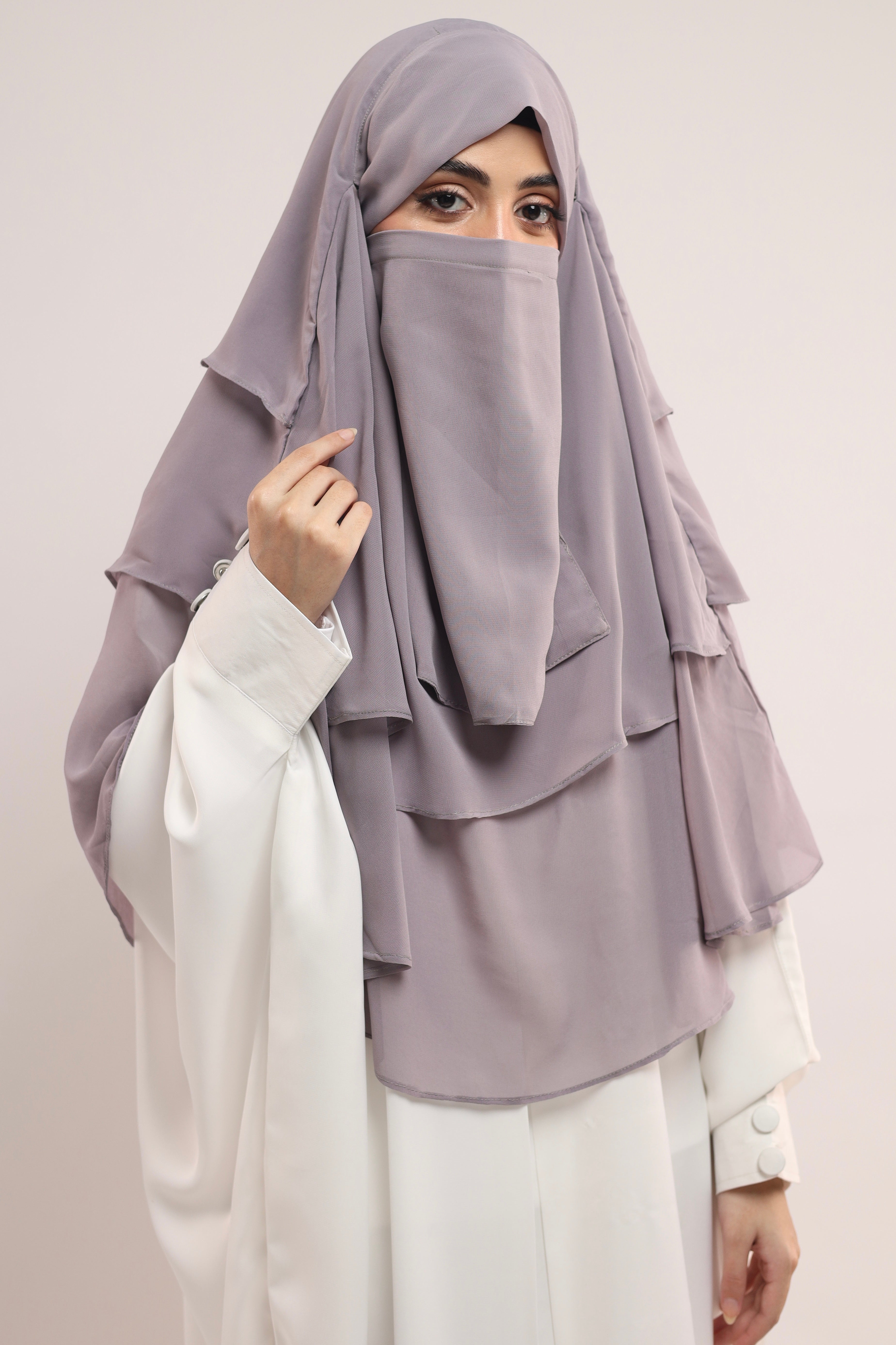 Chiffon Khimar -Dove Grey