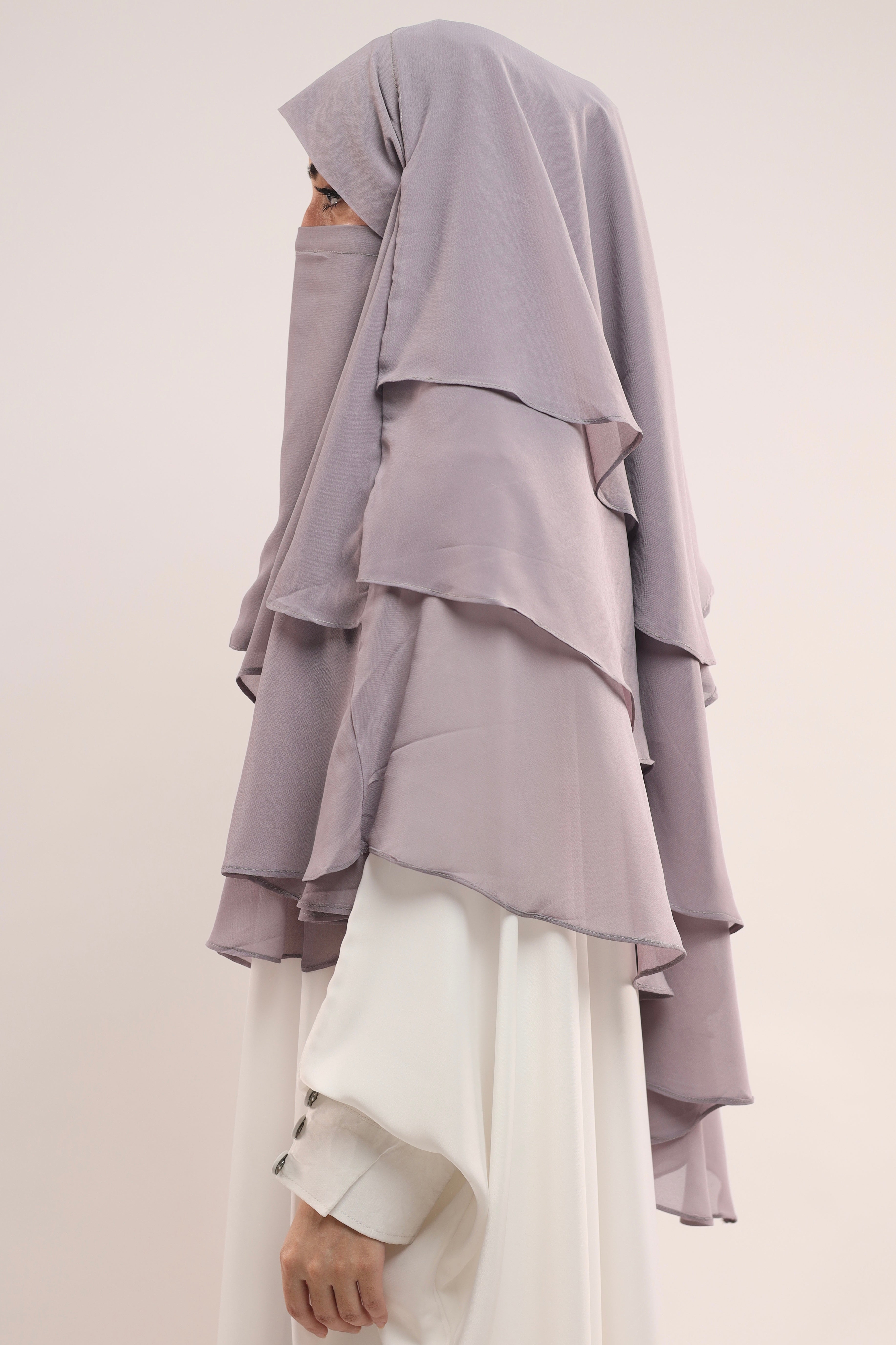 Chiffon Khimar -Dove Grey