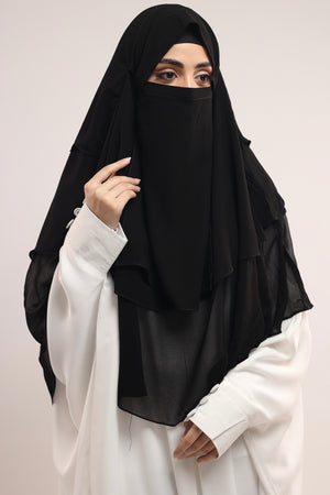 Chiffon Khimar - Jet Black