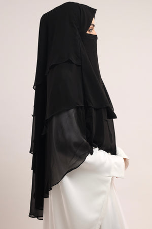 Chiffon Khimar - Jet Black