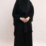 Three Pieces Jilbab Set - Jet Black