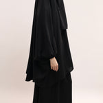 Three Pieces Jilbab Set - Jet Black