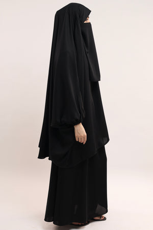 Three Pieces Jilbab Set - Jet Black