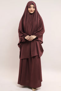 Three Pieces Jilbab Set - Crushed Rose