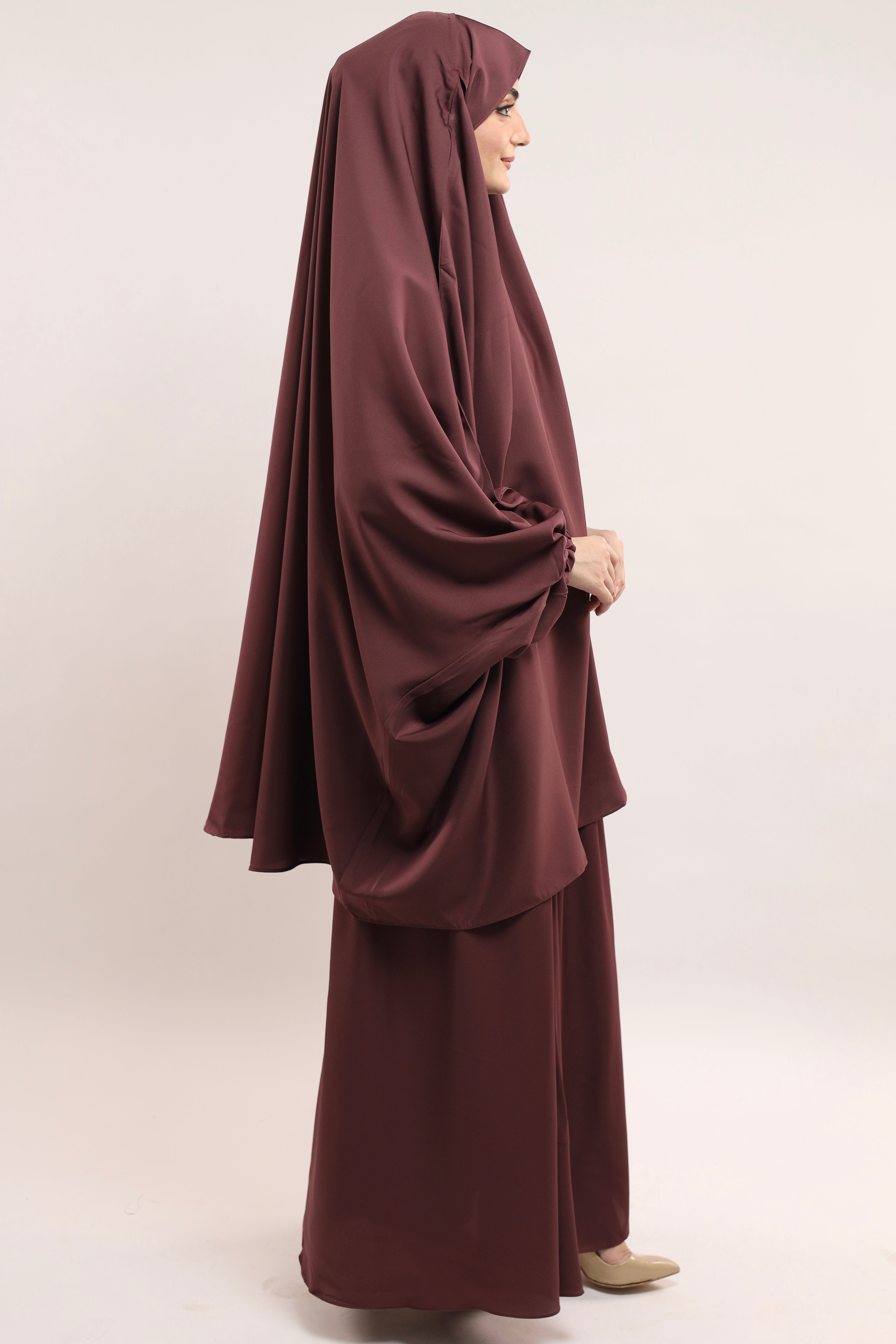 Three Pieces Jilbab Set - Crushed Rose