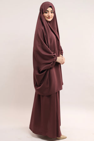 Three Pieces Jilbab Set - Crushed Rose