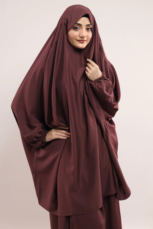 Three Pieces Jilbab Set - Crushed Rose