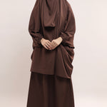 Three Pieces Jilbab Set - Cocoa Brown