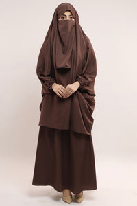 Three Pieces Jilbab Set - Cocoa Brown