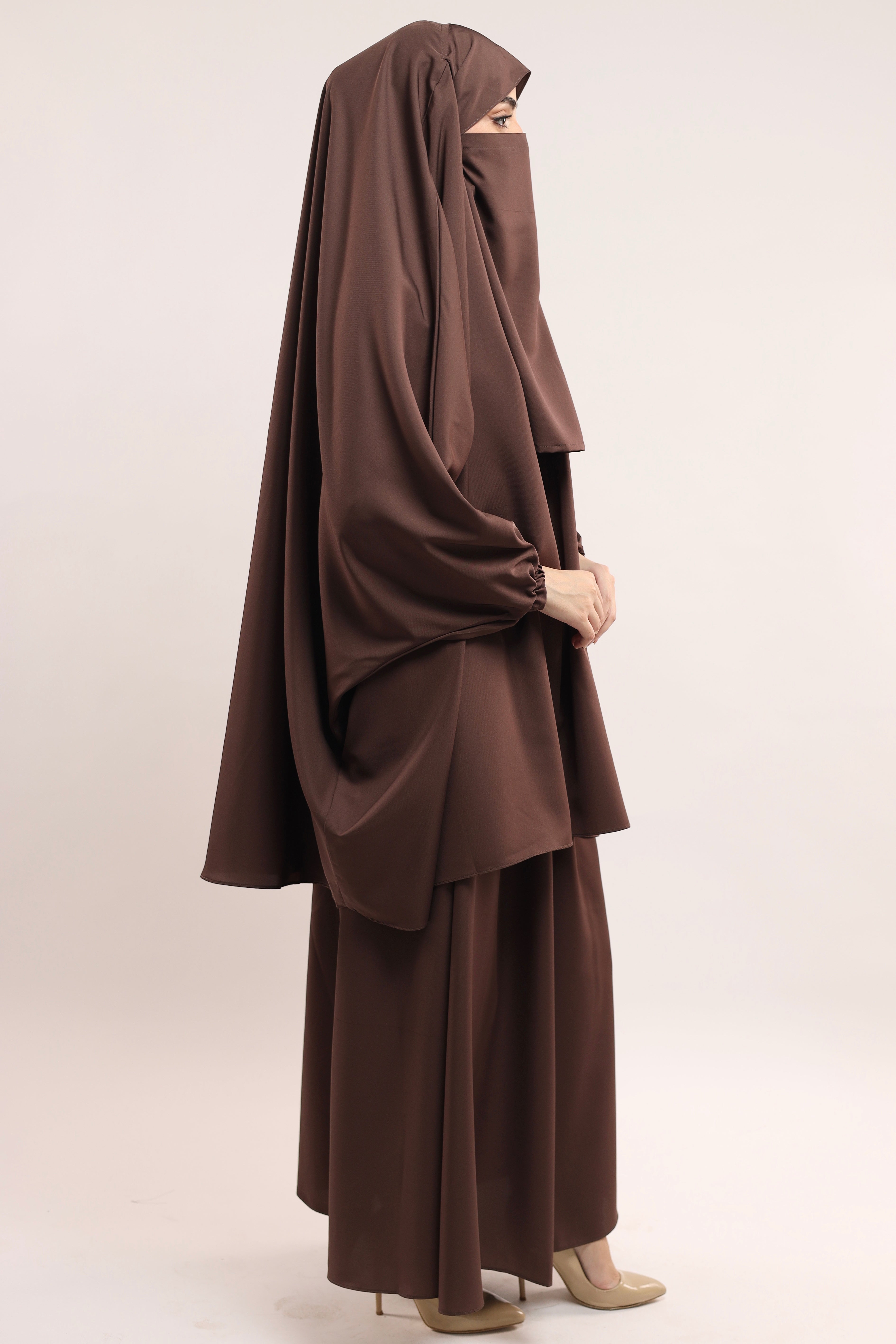 Three Pieces Jilbab Set - Cocoa Brown