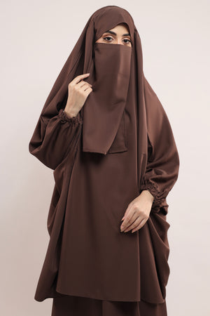 Three Pieces Jilbab Set - Cocoa Brown