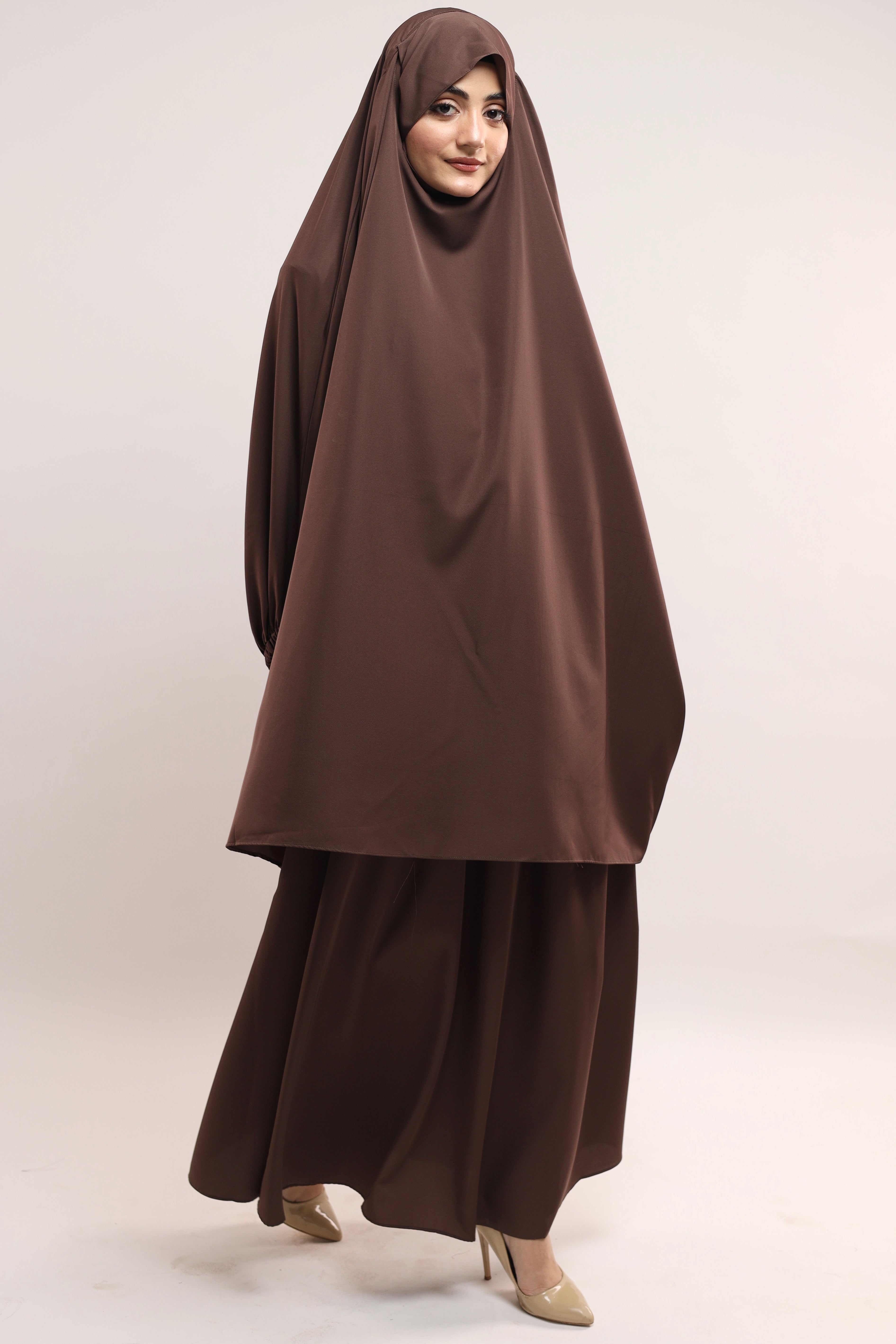 Three Pieces Jilbab Set - Cocoa Brown