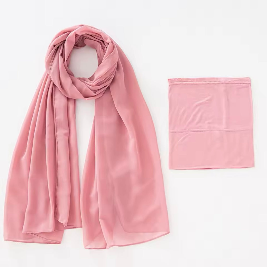 Matching Georgette Hijab & Cap Set - Nude Pink