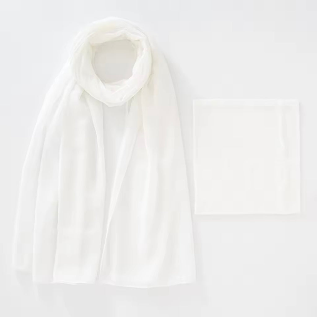 Matching Georgette Hijab & Cap Set - White
