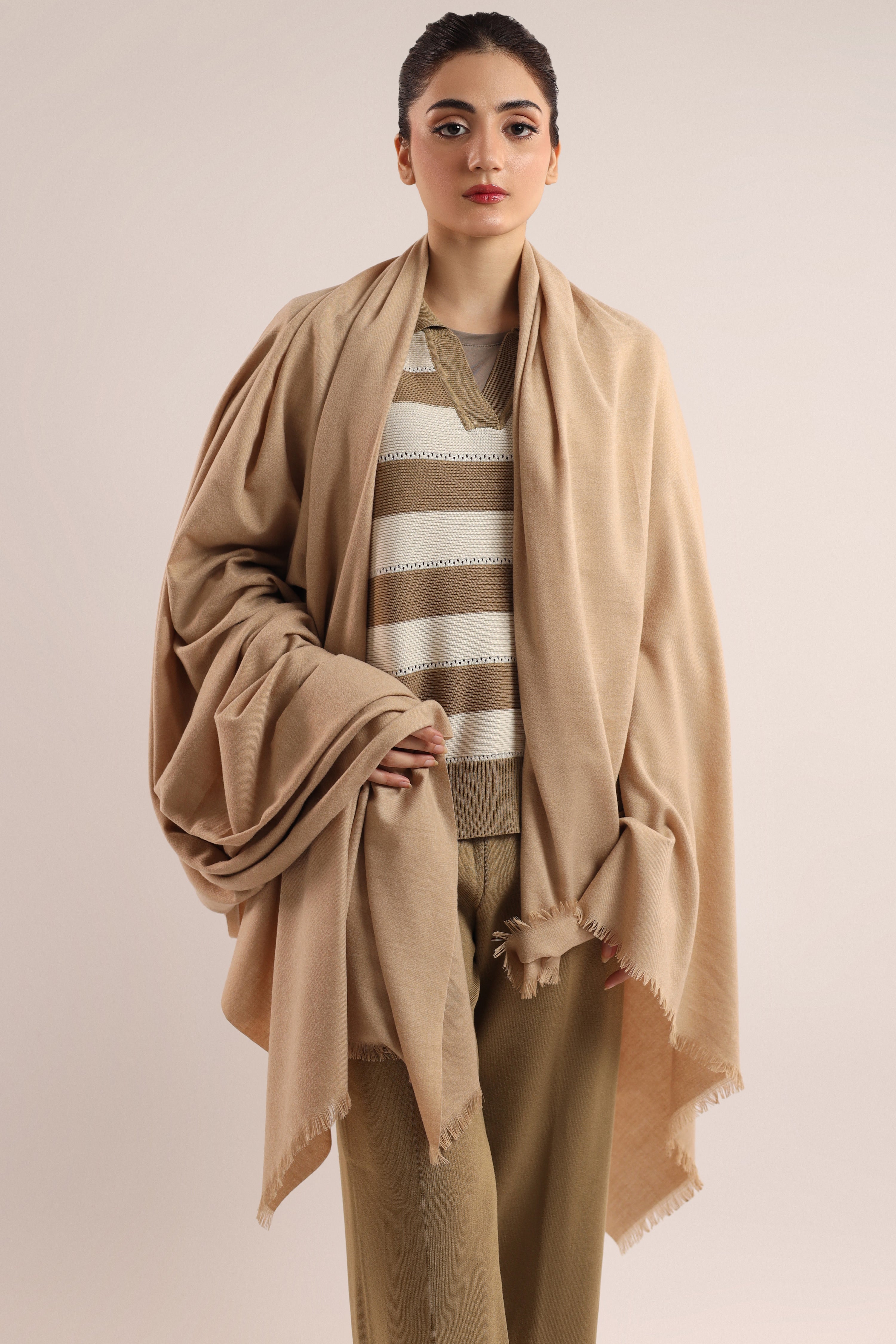 Woolen Shawl - Warm Nude