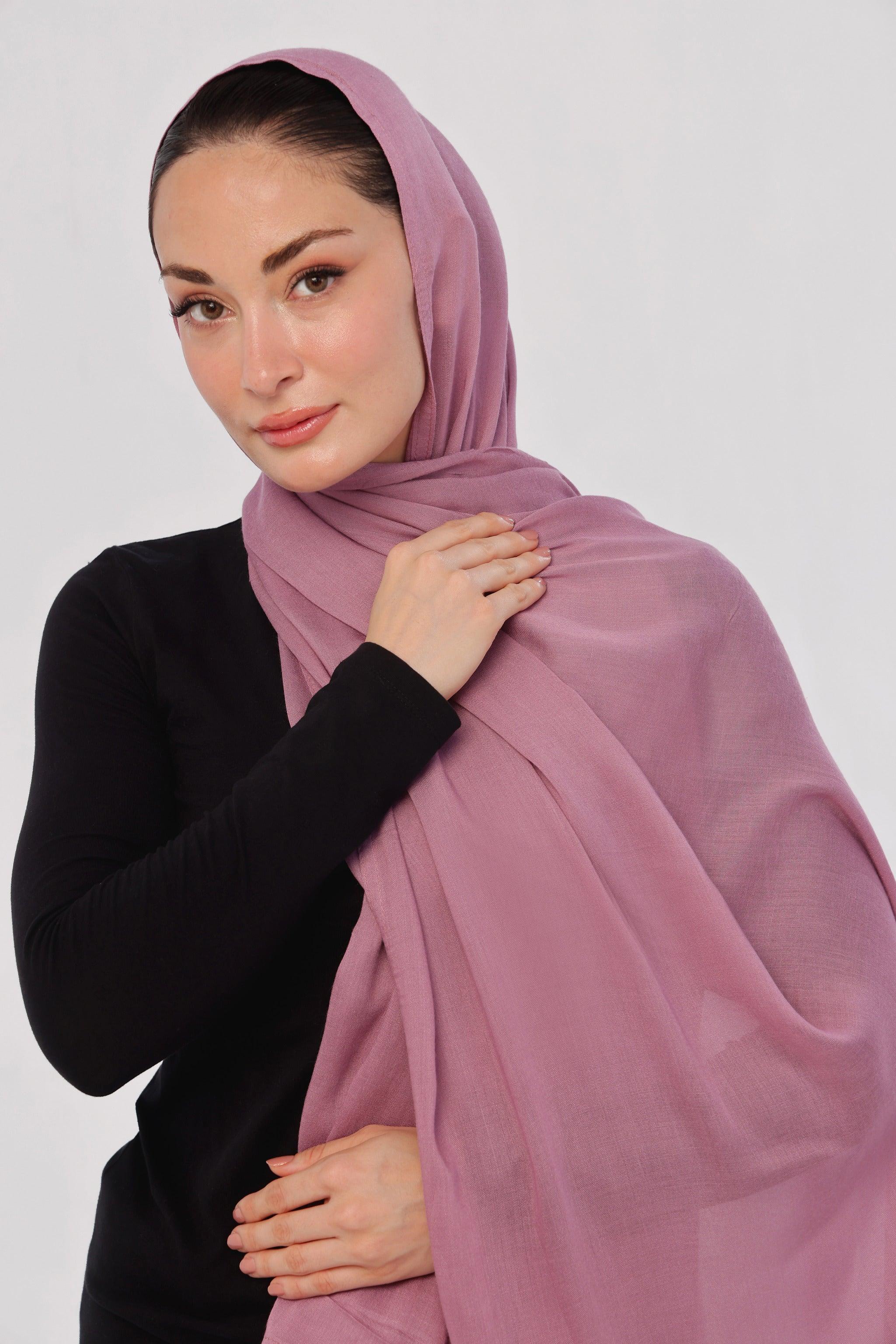 Blossom Modal Hijab - styled with abaya, perfect for everyday modest wear.