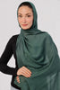 Bottle Green Modal Hijab - worn by model, lightweight and flowy drape.