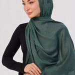 Bottle Green Modal Hijab - close-up of smooth modal fabric texture.