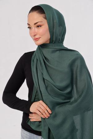 Bottle Green Modal Hijab - close-up of smooth modal fabric texture.