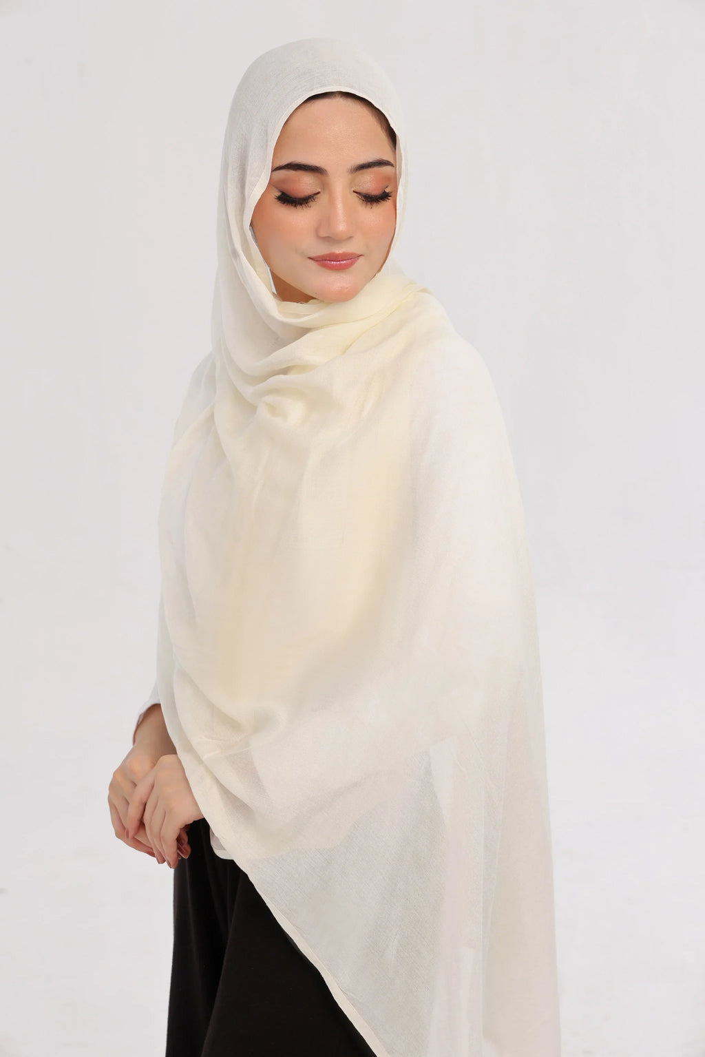 Butter Modal Hijab - worn by model, lightweight and flowy drape.