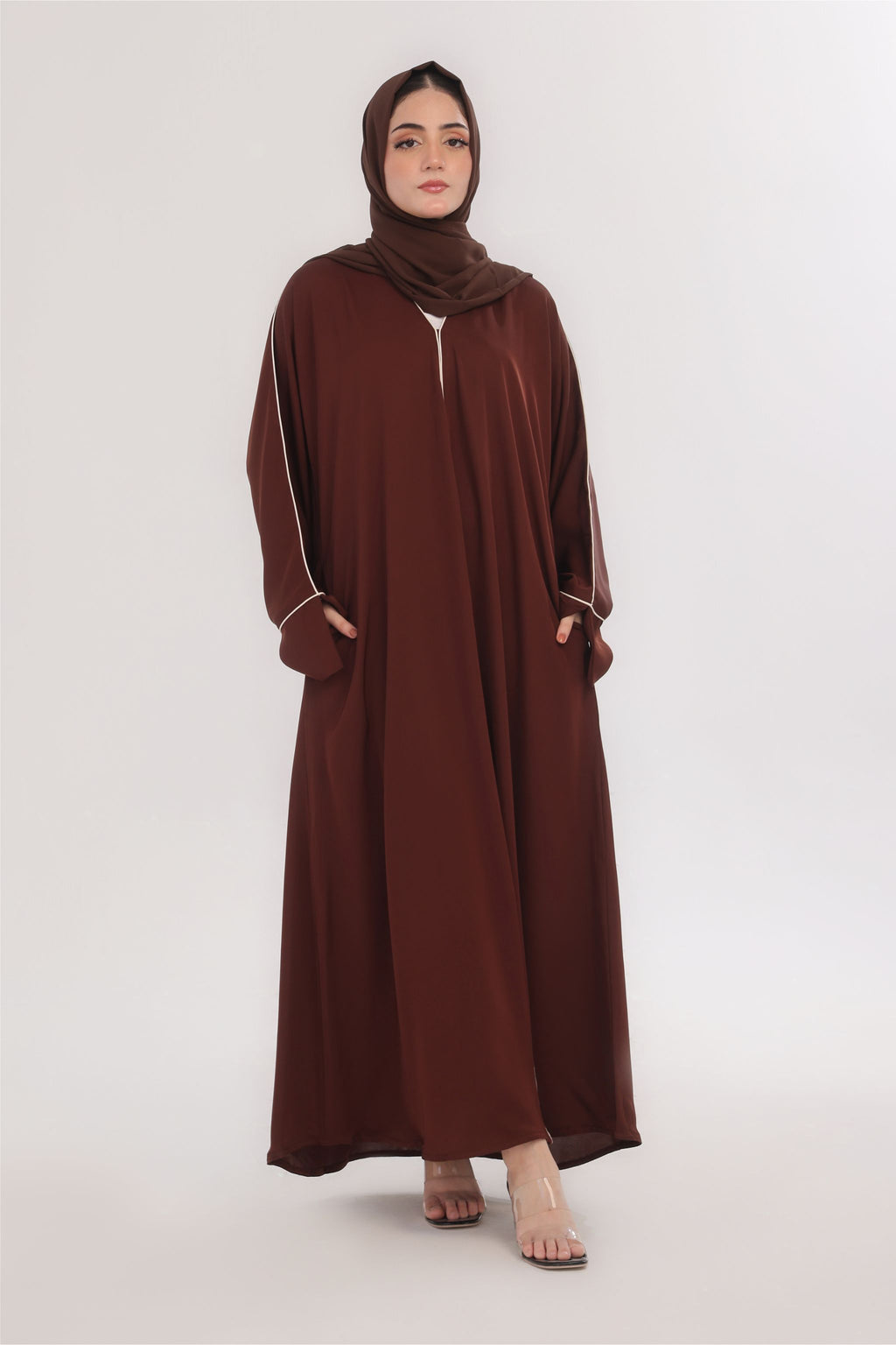 Daily Basic Abaya With Pockets - Cocoa Brown