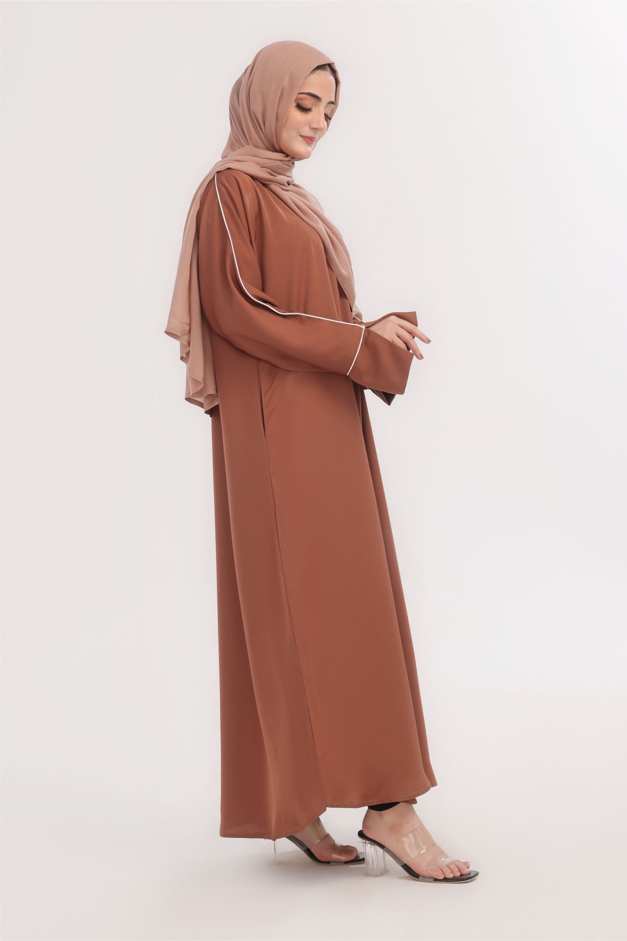 Daily Basic Abaya With Pockets - Coral Bliss