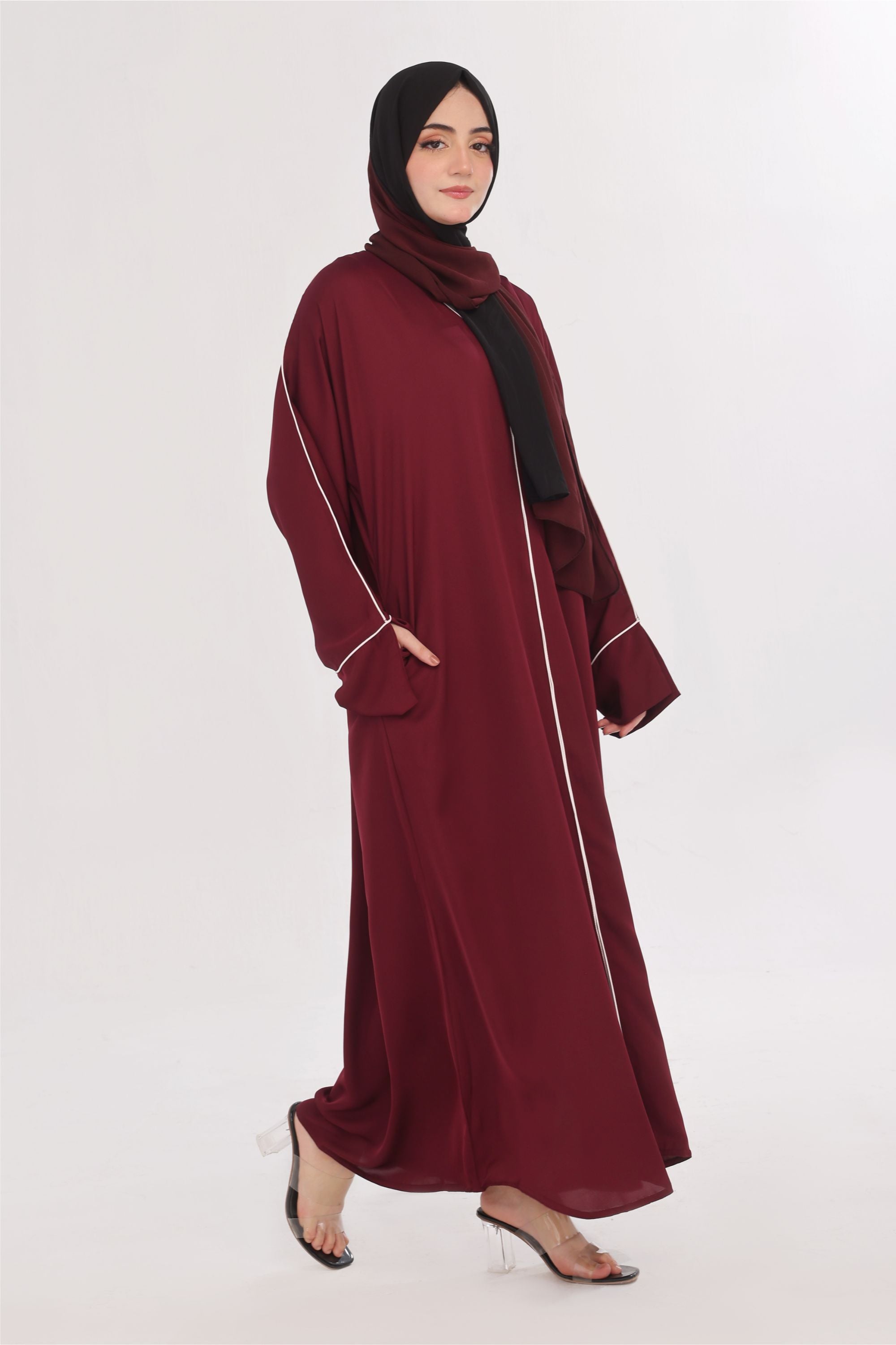 Daily Basic Abaya With Pockets - Maroon