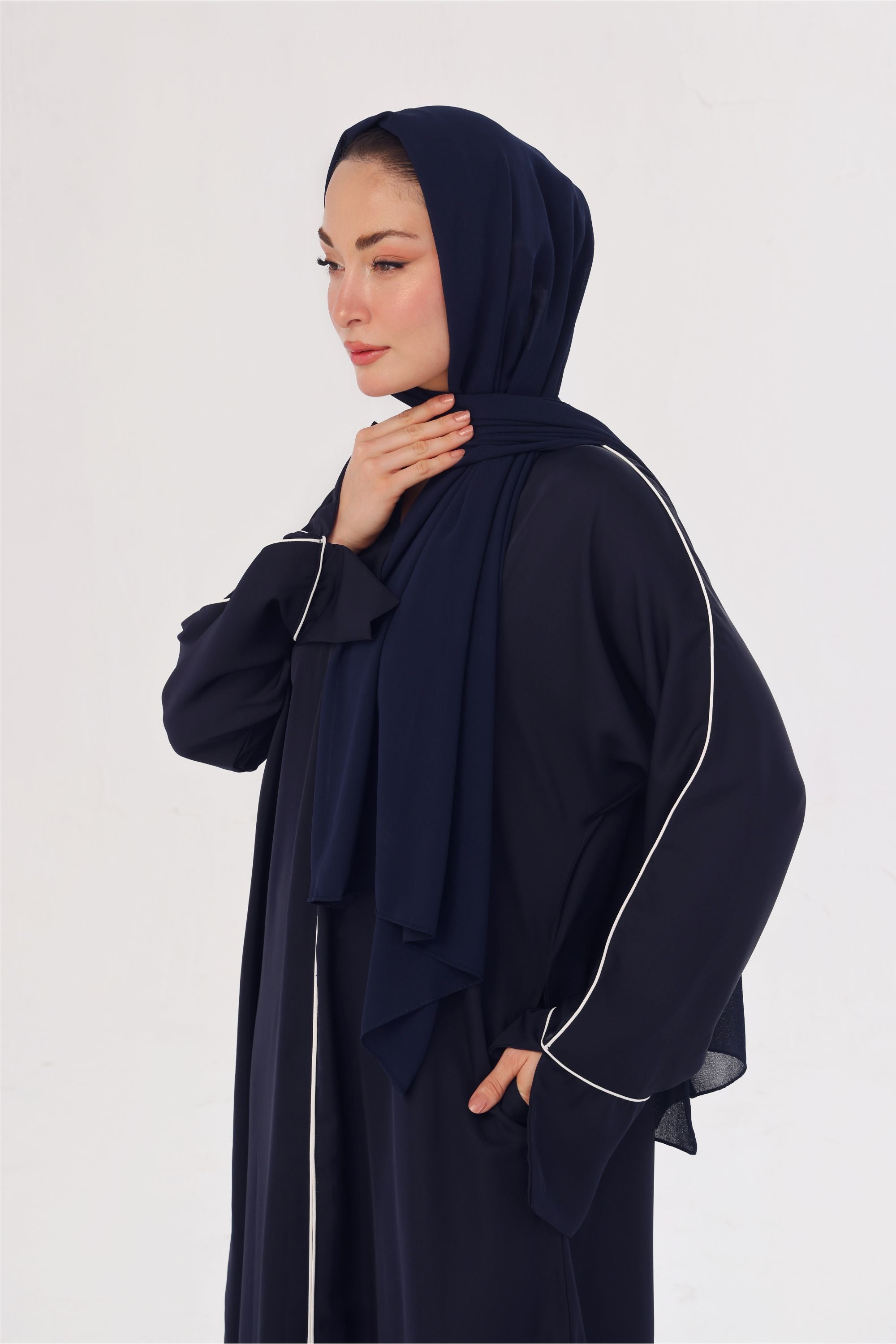 Daily Basic Abaya With Pockets - Navy Blue