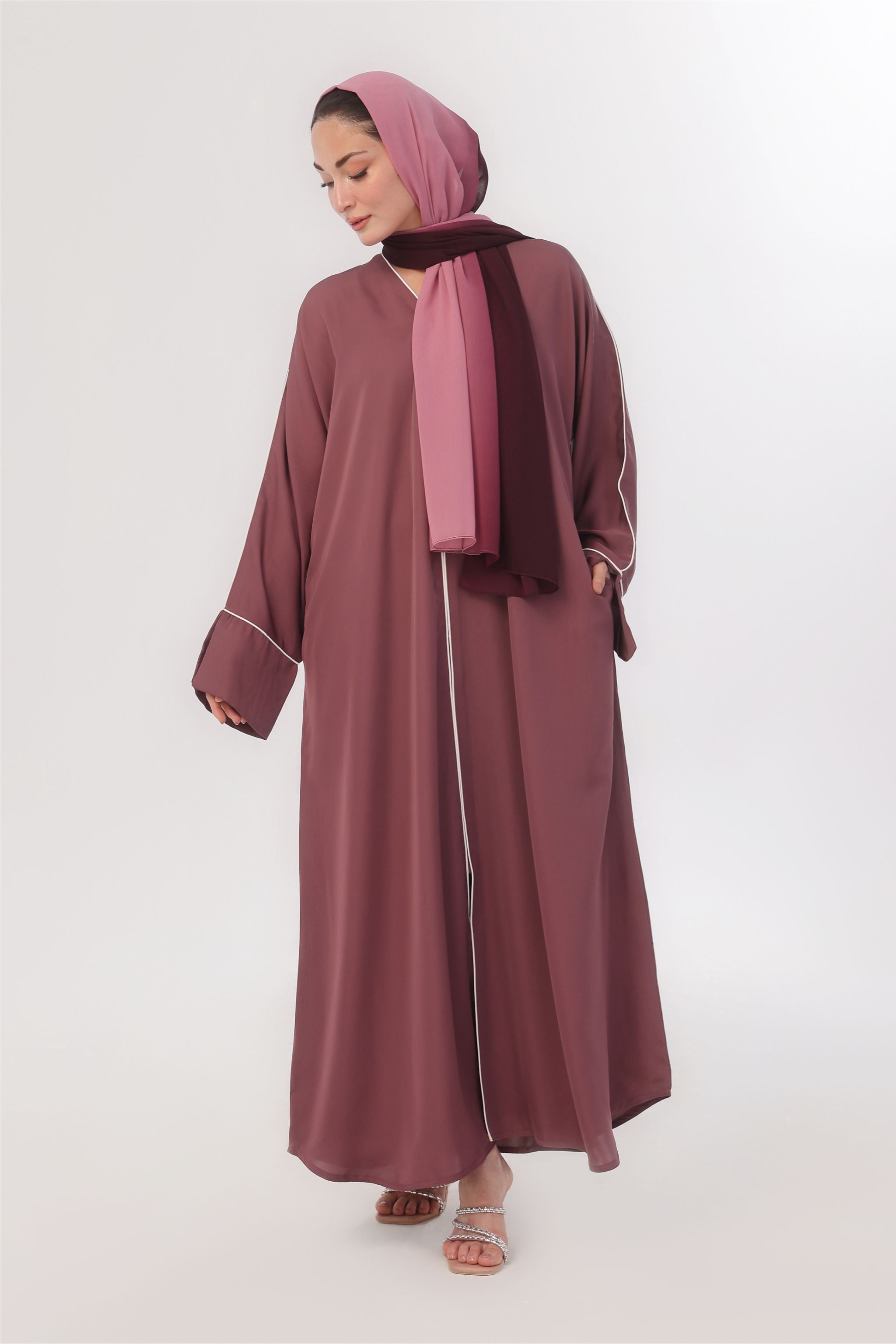 Daily Basic Abaya With Pockets - Vintage Mauve