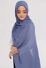 Denim Blue Modal Hijab - worn by model, lightweight and flowy drape.