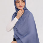 Denim Blue Modal Hijab - close-up of smooth modal fabric texture.