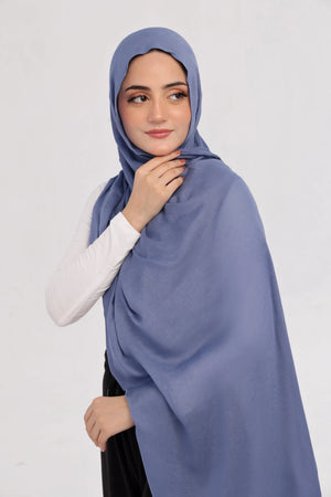 Denim Blue Modal Hijab - close-up of smooth modal fabric texture.