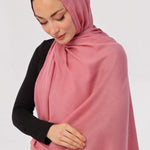 Flamingo Pink Modal Hijab - close-up of smooth modal fabric texture.