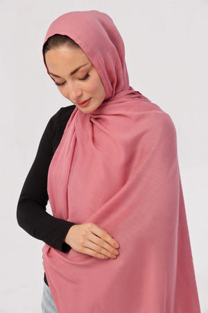 Flamingo Pink Modal Hijab - close-up of smooth modal fabric texture.